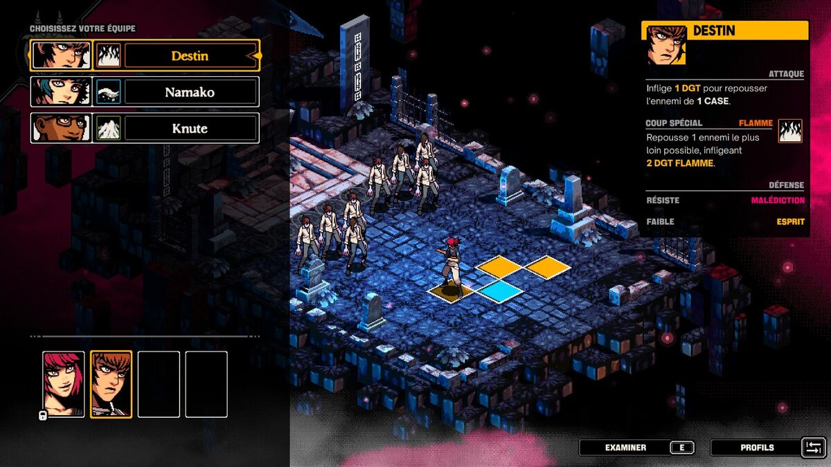 La sélection des personnages avant un combat
