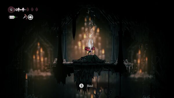 Une récupération de pouvoir dans Hollow Knight: Silksong où l'on doit appuyer sur B