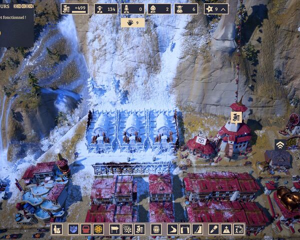 Vision d'une avalanche, bloquée par des bâtiments spécifiques dans Laysara: Summit Kingdom