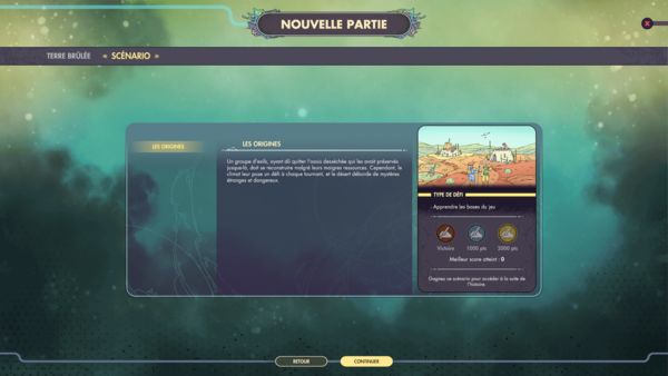 Ecran de nouvelle partie