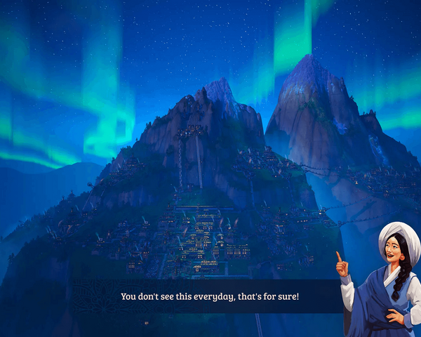 Vue d'une aurore boréale dans Laysara: Summit Kingdom