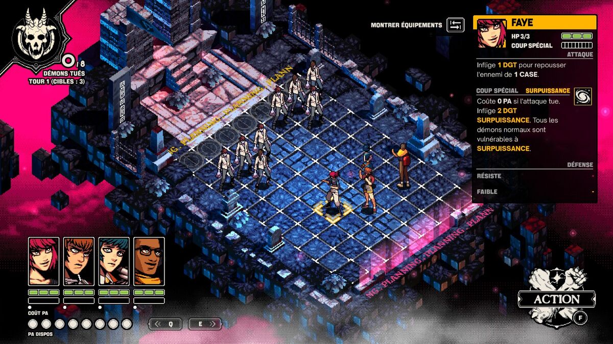 L'écran de base d'un combat