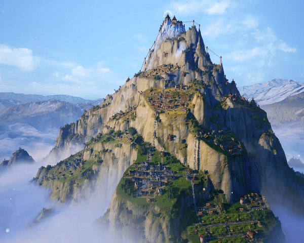 Vue éloignée d'une montagne dans Laysara: Summit Kingdom